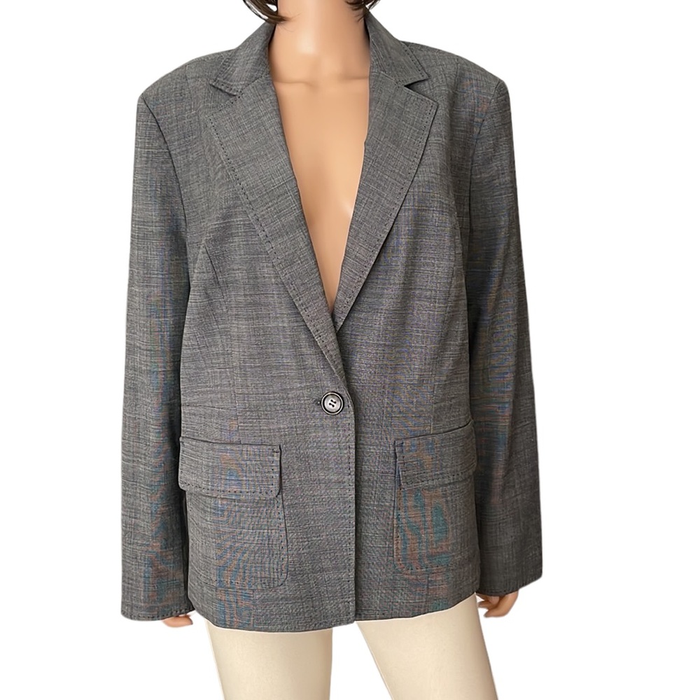 Talbots Gray Wool Blend Pattern Blazer - image 1